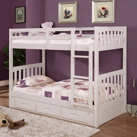 Mission Youth Twin Over Twin Bunk Bed with Storage Footboard